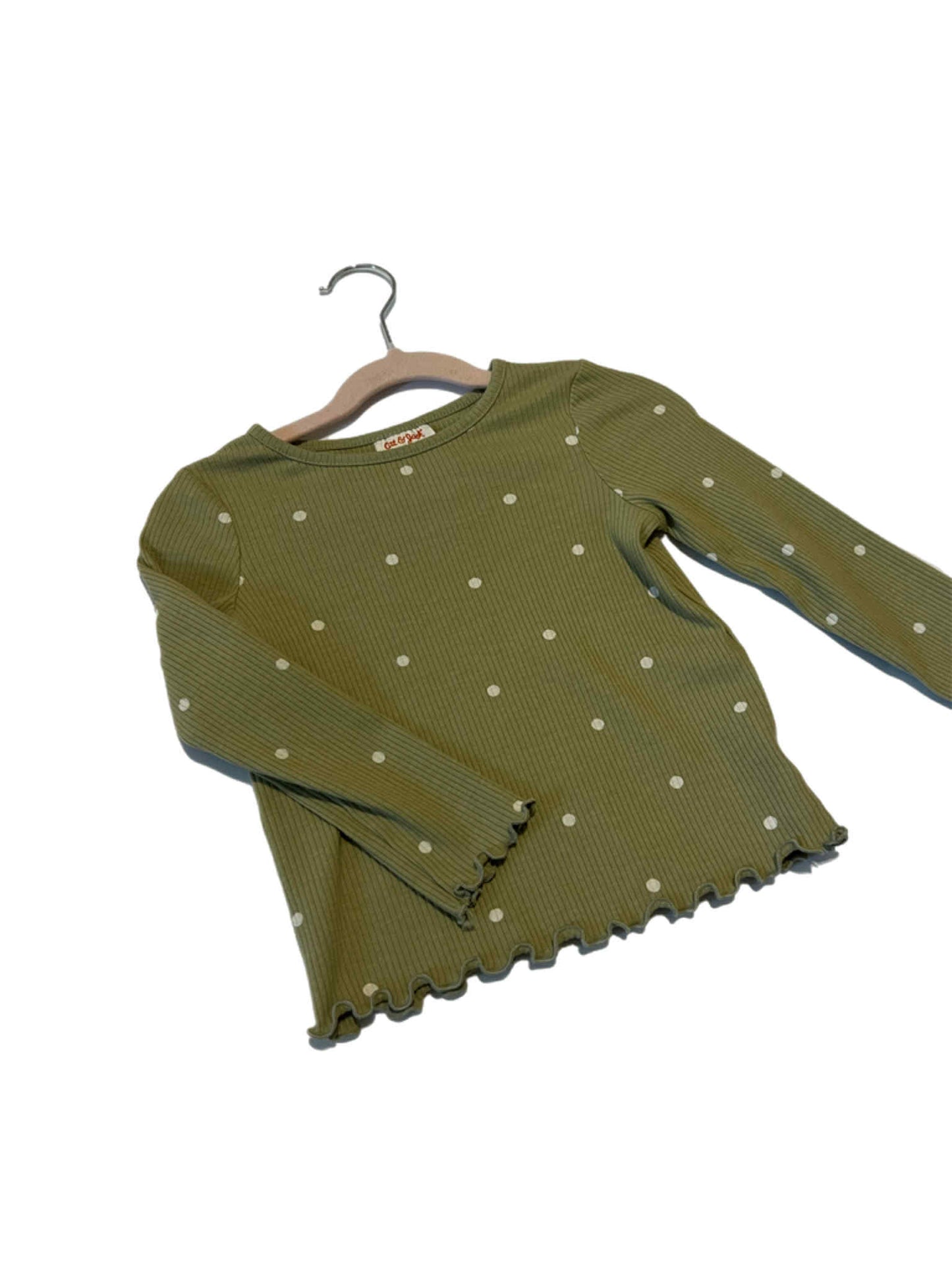 Girls Ribbed Polka Dot Long Sleeve