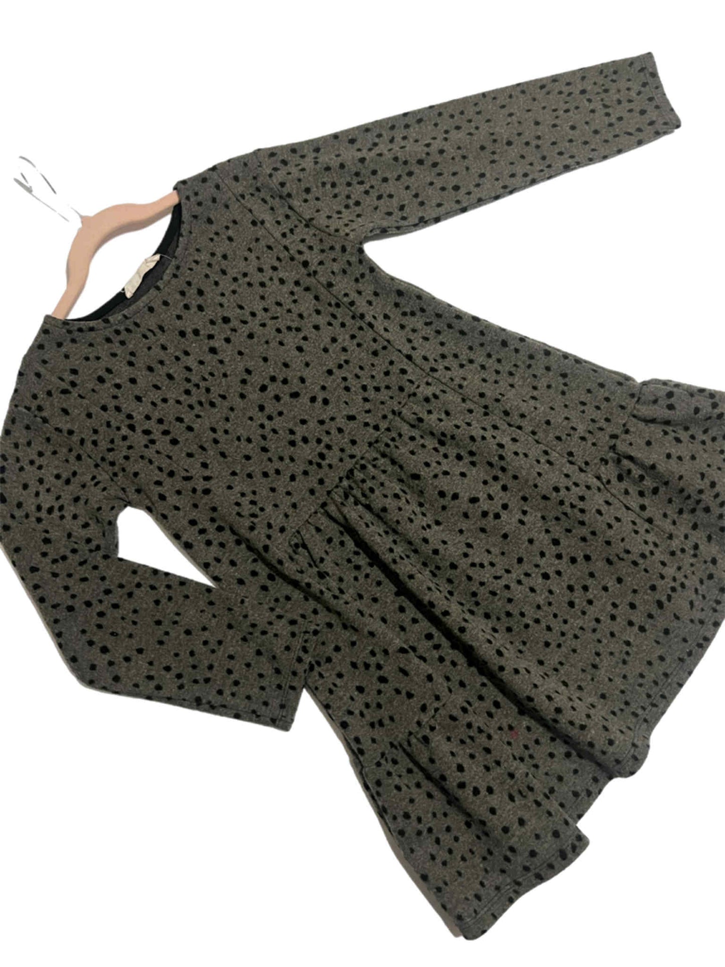 Grey/Black Polka Dot Flared Girls Dress
