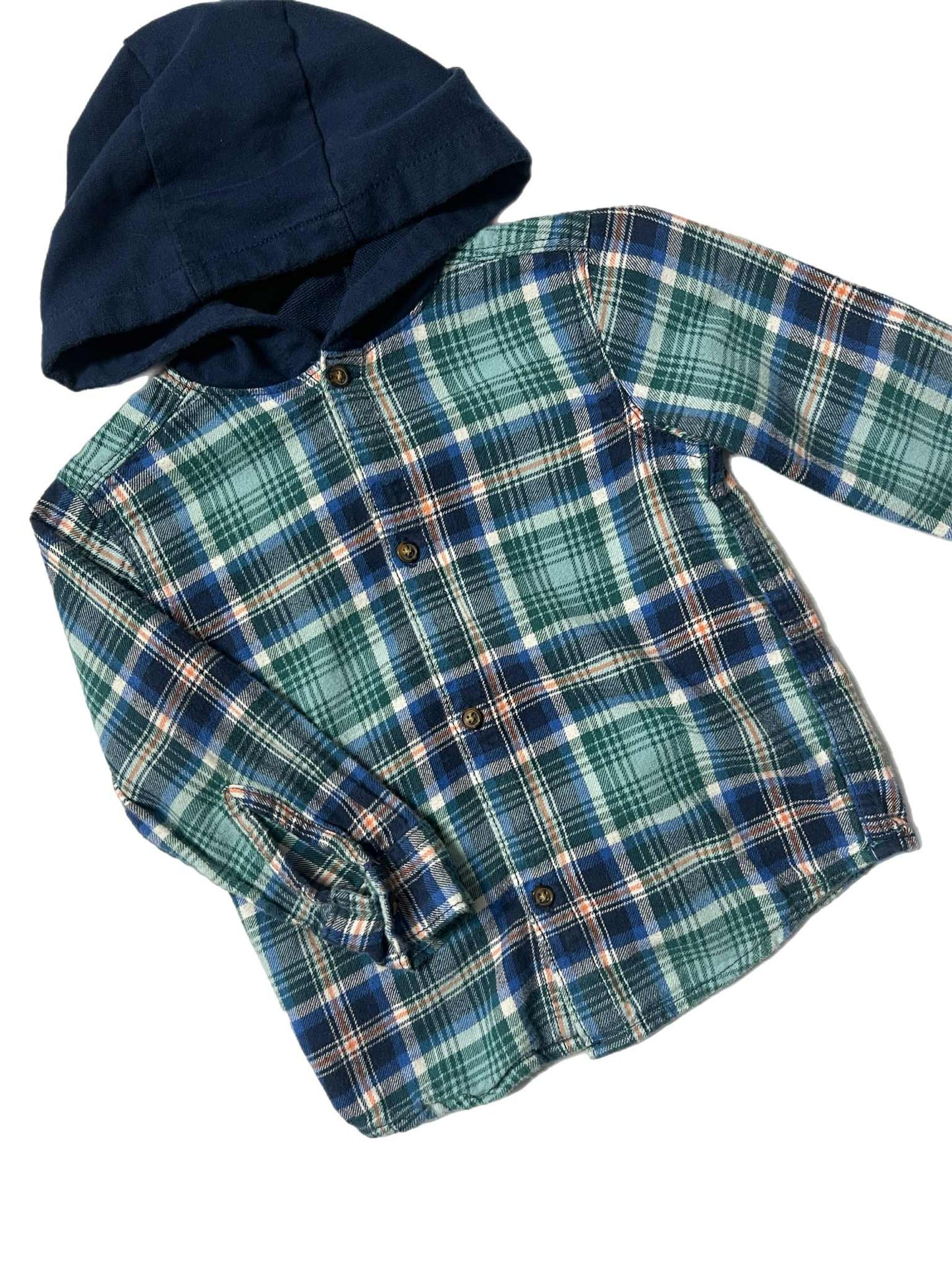 Boys Green Plaid Button-Up