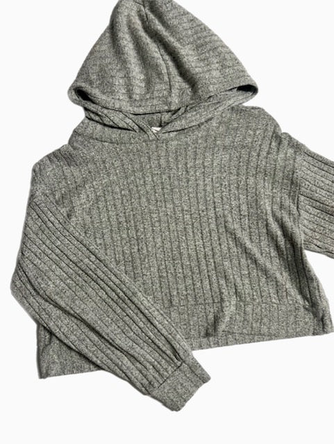 Girls Ribbed Hooded Sweater