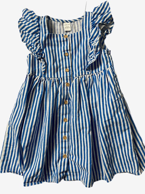 Girls Ruffled Striped Dress