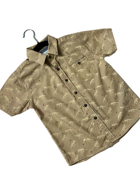 Dino Print Collard Shirt