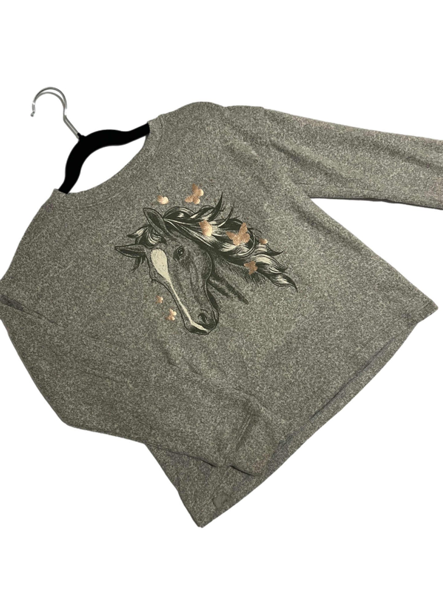 Girls Heathered Sweater with Horse