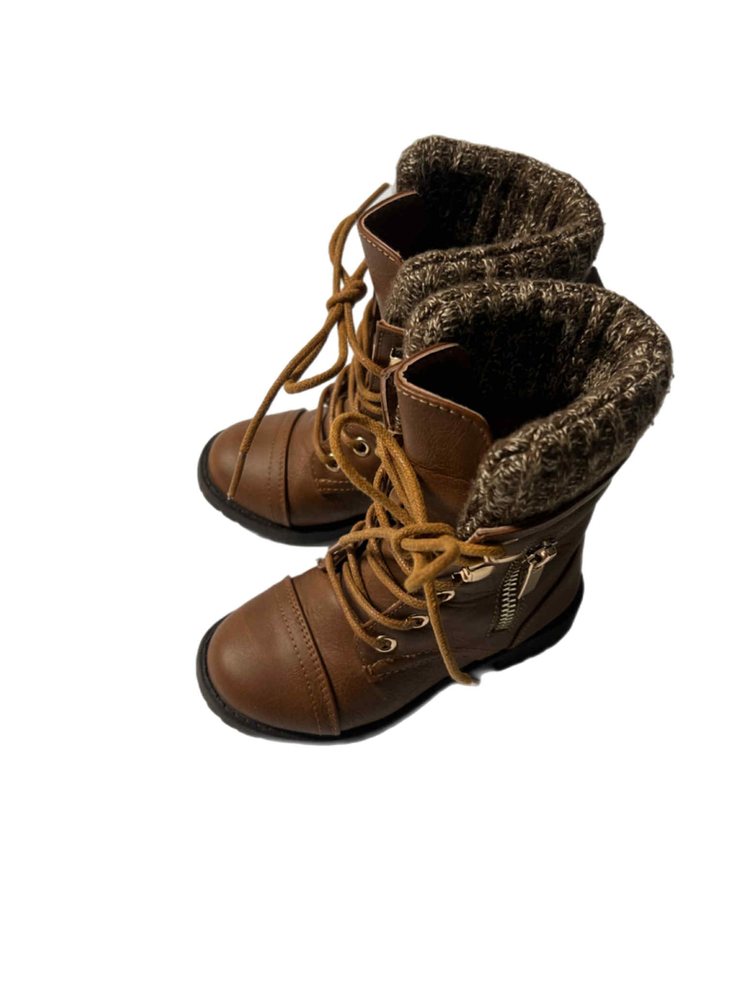 Girls Military Lace Up Boots 6