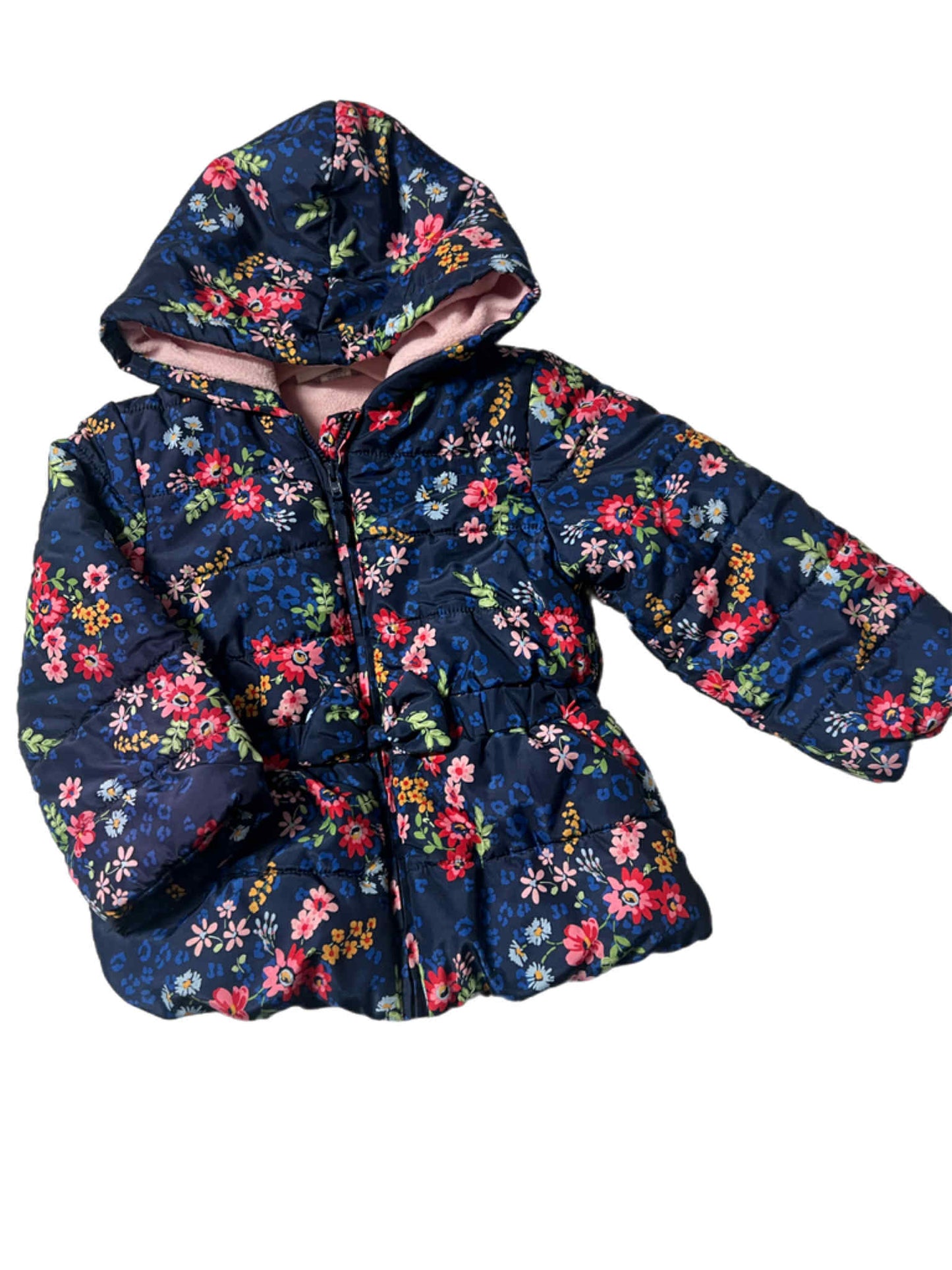 Girls Floral Puff Coat