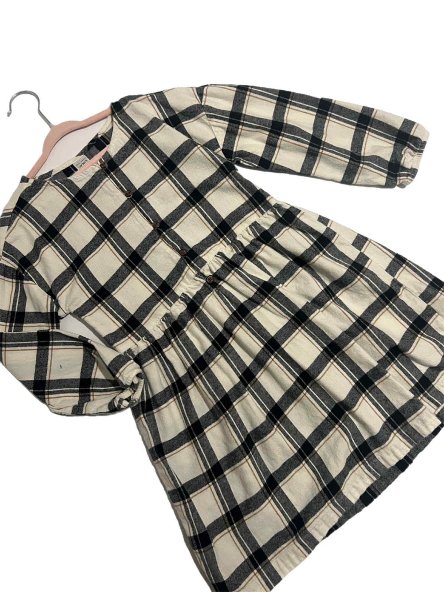 Girls Longsleeve Plaid Button Down Dress