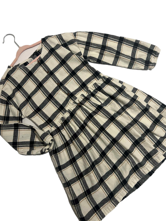Girls Longsleeve Plaid Button Down Dress