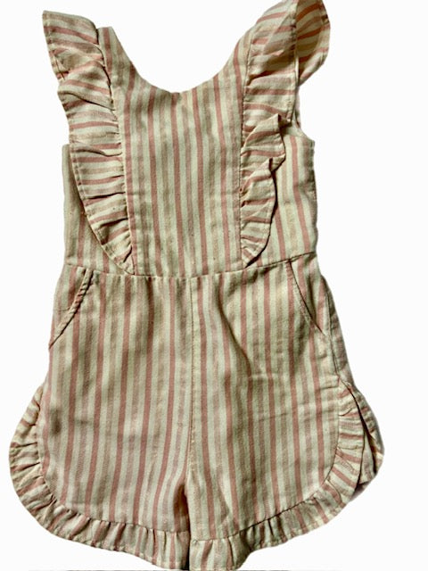 Girls Pink Striped Romper
