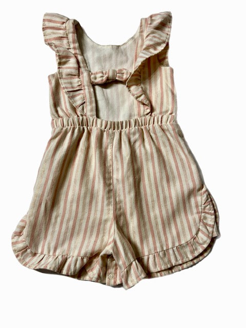 Girls Pink Striped Romper