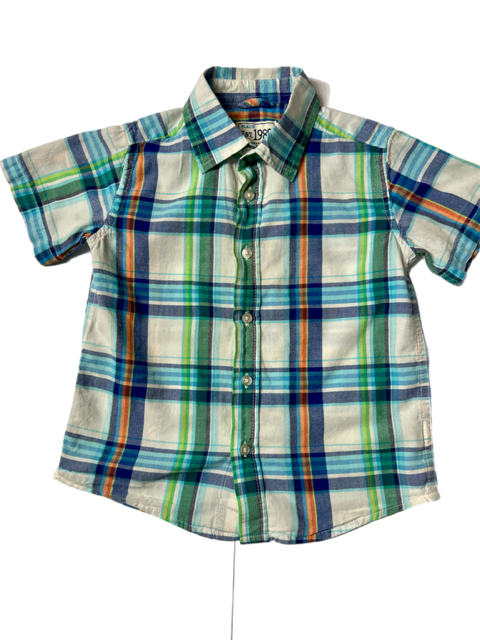Boys Multi Color Plaid Button Up