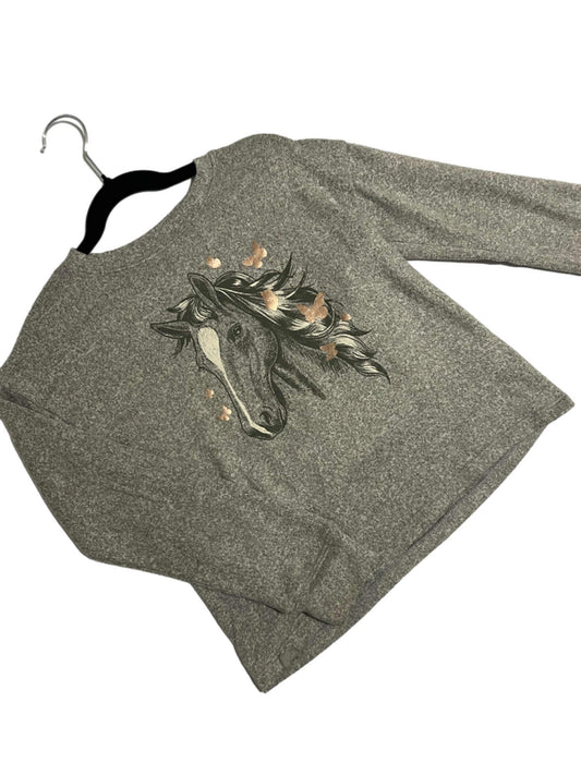 Girls Heathered Sweater with Horse