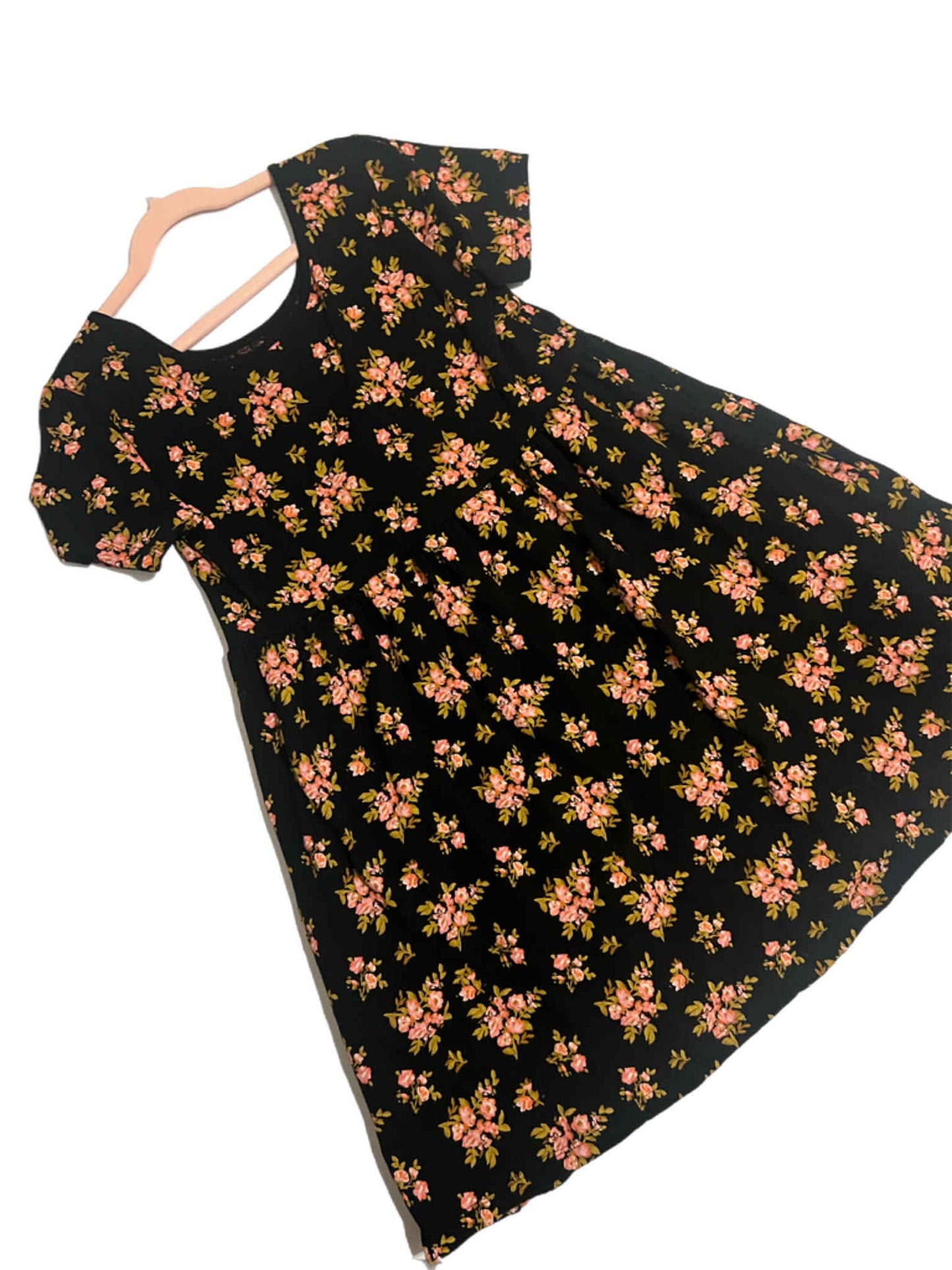 Black Floral Baby Doll Dress