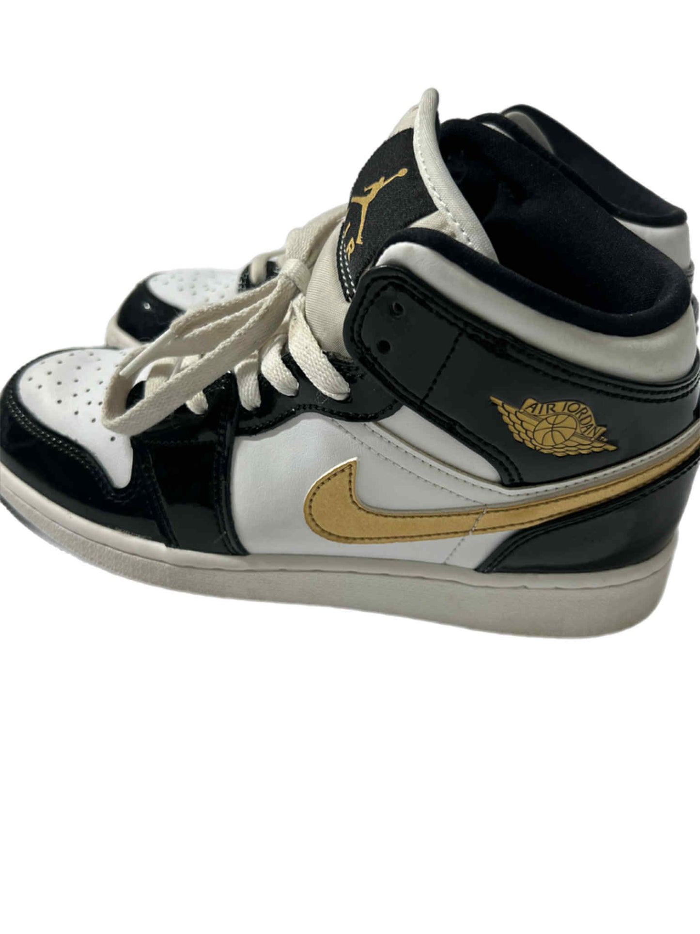 Air Jordan 1 Mid Patent Black/Gold 5Y