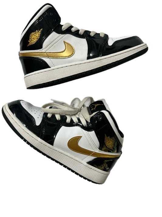 Air Jordan 1 Mid Patent Black/Gold 5Y